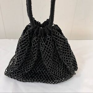 Chicos Black Beaded Evening Bag Handbag Pouch Elegant Prom Gala Formal Event